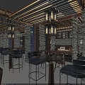Elegant Dark Bar Interior With Brick Walls Purple Lighting And Wine Racks