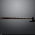 Traditional Decorative Axe With Red Patterned Handle And Dark Colored Head