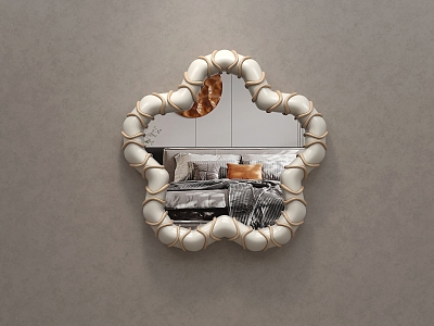 Cream style mirror hanging mirror flower bathroom decorative mirror bedroom dressing mirror makeup mirror shaped model