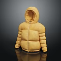 Yellow Hooded Puffer Jacket Featuring Puffy Body Striped Sleeves And Zip Closure