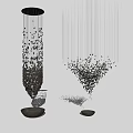 Modern Artistic Black Chandelier With Small Particles Hanging Water Drop Shape Decorative Bowl Base