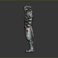 Sci fi Character in Biomechanical Armor with Red Blue Stripes and Spiked Full Body Design