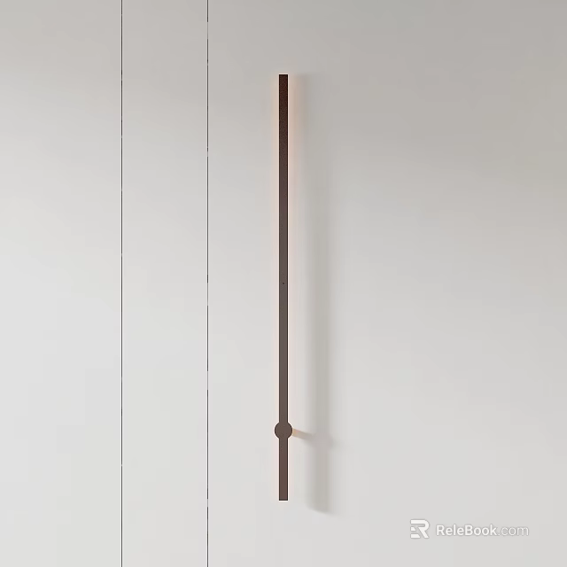 Minimalist Modern Wall Lamp With Slim Bronze Vertical Body On White Bedroom Wall 3d model 