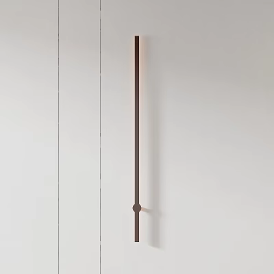 Minimalist Modern Wall Lamp With Slim Bronze Vertical Body On White Bedroom Wall 3d model