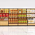 Store Display Shelves Featuring Multi Layer Racks With Assorted Food And Beverage Products 3d model
