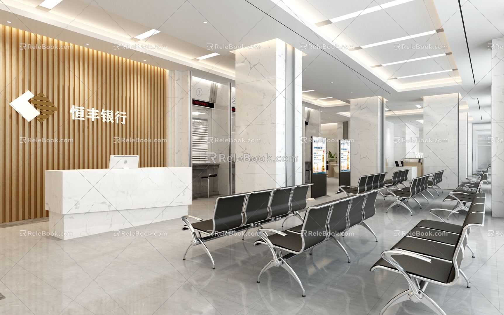 Modern Bank Lobby 3d model