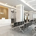 Hengfeng Bank Service Hall With Marble Reception Desk Wooden Wall Metal Chairs And Bright Lights