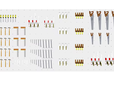 Wall Mounted Tool Hooks for Saws Wrenches Screwdrivers and Storage Organization 3d model