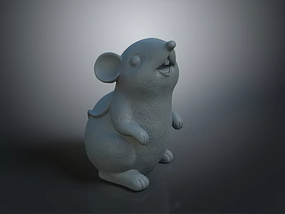 Game and Movie Character Cute Gray Mouse with Wings in Standing Pose 3D Animated Design 3d model