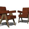 Stylish Red Upholstered Accent Chairs With Wooden Frame And Modern Design