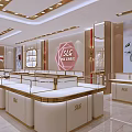 Elegant Luxury Jewelry Store Interior With Bright Lighting Glass Display Cases And Golden Accents