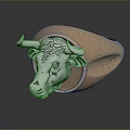 Fashionable Bull Head Ring With Metallic Copper Silver Finish And Unique Design