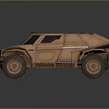 Brown Armored Offroad Functional Vehicle With Large Tires And Lights
