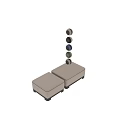 Two Beige Upholstered Square Ottomans With Black Legs And Color Options