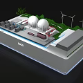 Industrial Sand Table Model With Wind Turbines Green Hills And Facilities
