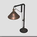 Industrial Style Adjustable Table Lamp With Copper Shade And Metal Arm Stand