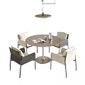 Modern Dining Table and Chair Combination Round Dining Table Single Chair Four-person Dining Table and Chair Minimalist Dining Table and Chair Restaurant Chandelier 3d model