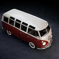 Classic Red and White Volkswagen Van With Multi Window Retro Design