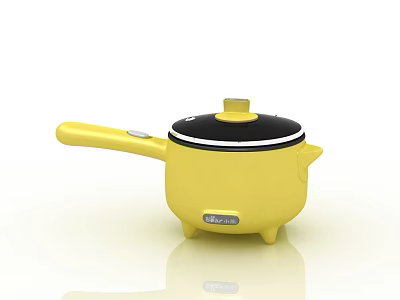 Modern Yellow Electric Kitchen Pot Featuring Black Lid And Handle Base 3d model