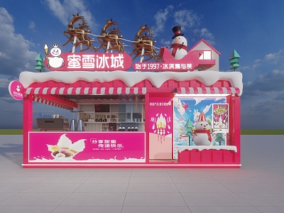 Modern Milk Tea Shop Honey Snow Ice City Container Shop 3d model