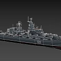 Gray Painted Warship With Number 121 Deck Antennas And Weapon Systems 3d model