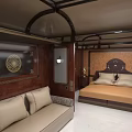 Luxury Train Car Interior With Wooden Decor Large Windows Dining Table And Leather Seats