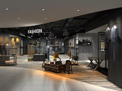Modern Clothing Store Interior With Fashion Displays Clothing Racks And Mannequins 3d model