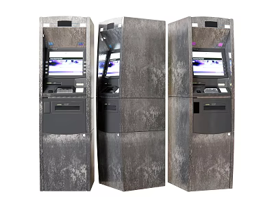 Public Facility Self Service Kiosks With Gray Exterior And Digital Screens Interface 3d model