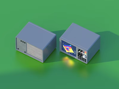 Modern Gray Household Electronic Devices With Colorful Display And Control Buttons 3d model