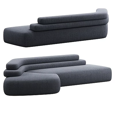 Dark Gray Fabric Sectional Sofa With Modern Minimalist Design And Plush Cushions 3d model