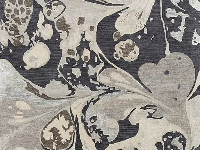 Modern Square Rug With Abstract Organic Patterns In Gray Black Beige Neutral Tones 3d model