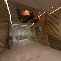 Elevator Hallway Modern Design With Wooden Striped Walls Ceiling Lighting And Sleek Flooring