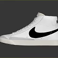 White High Top Nike Sneakers With Black Swoosh Logo And White Laces