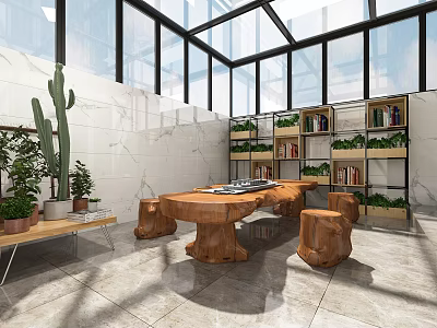 Modern Villa Balcony Design With Wooden Flooring Green Plants And Outdoor Seating 3d model