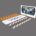 Modern Conference Table With VMC Logo Orange White Chairs And Large Display Screen