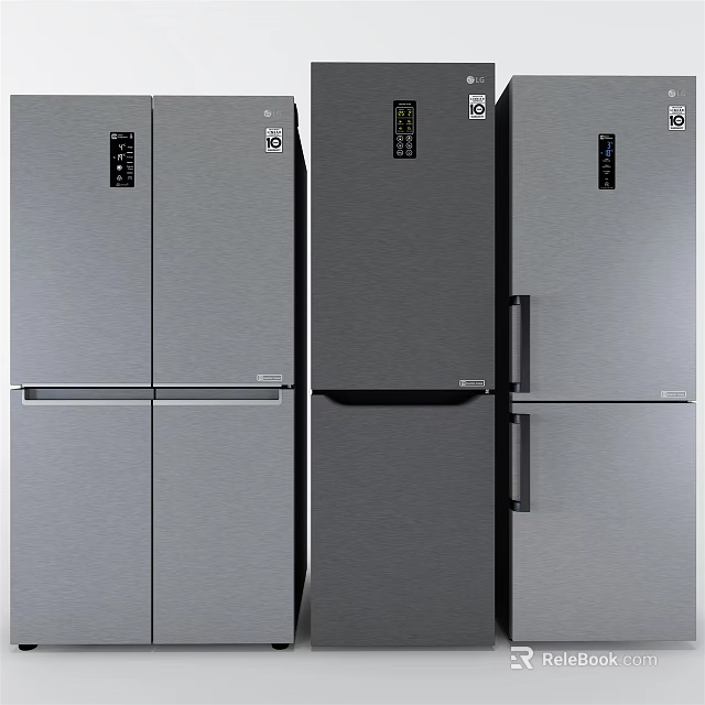 Modern Stainless Steel Refrigerators with Multi Door Design and Smart 3d model 