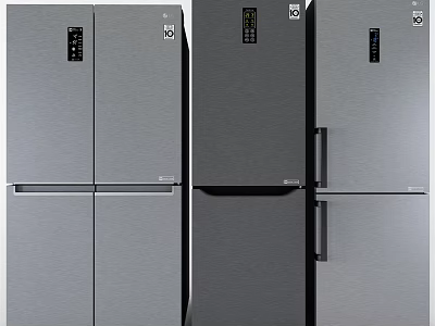 Modern Stainless Steel Refrigerators with Multi Door Design and Smart 3d model