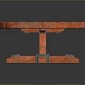 Orange Round Wooden Table With Natural Wood Grain And Stable Cross Base Structure