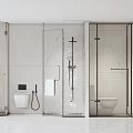 Modern Bathroom Shower Head With Glass Partition White Tiles Toilet And Towel Rack