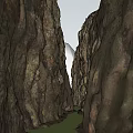 Natural Garden Landscape With Towering Rock Walls Narrow Passage And Sunlight