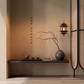 New Chinese Zen Decorative Ornament Set With Tea Tray Cup Dried Branch Lantern And Screen