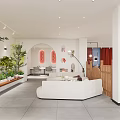 Bridal Shop Interior With Hanging Wedding Dresses Display Area Cozy Lounge Sofa And Chairs