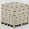 Rustic Wooden Cube Structure With Stacked Planks And Pallet Base