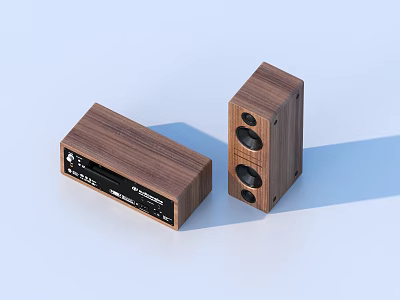 Wooden Home Stereo Speakers With Audio Sound System And Modern Design 3d model