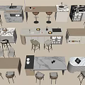 Modern Table And Chair Sets With Marble Tops And Metal Legs For Home Interior