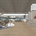 Modern Hotel Lobby Interior With Comfortable Seating Decorative Sculptures And Natural Light