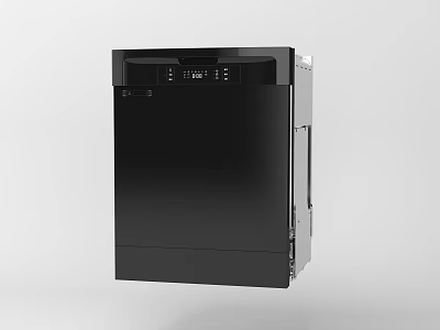 Modern Black Dishwasher Kitchen Appliance With Sleek Design And Digital Panel 3d model