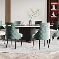 Elegant Modern Restaurant Interior With Round Dining Table Green Chairs And Circular Pendant Light