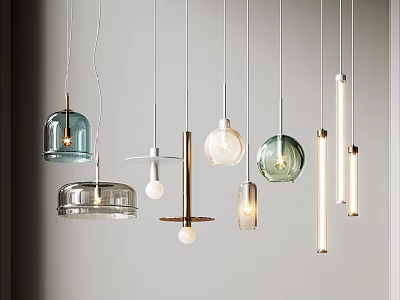 Modern Pendant Lights with Various Shapes Glass and Metal Materials for Home Interior 3d model