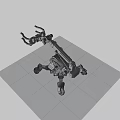 Yellow Multi Legged Robotic Machine With Mechanical Arm And Glowing Lights